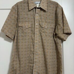Wrangler Men's Casual Shirt with Geometric Design - Brown and Gray